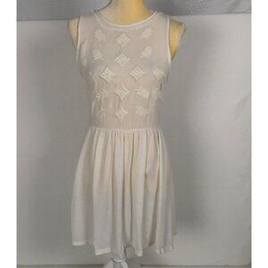 Forever 21 Womens Dress Size S Sleeveless White Embroidered Front Zipper Sheer